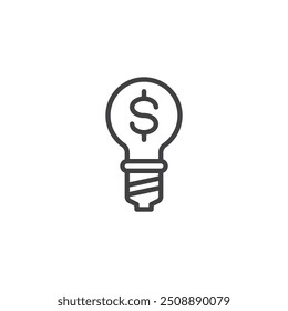 Business Idea line icon. linear style sign for mobile concept and web design. Lightbulb with dollar sign outline vector icon. Symbol, logo illustration. Vector graphics