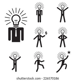 Business Idea Man with Bulb Head 