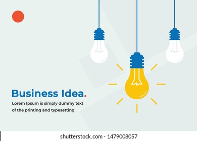 Business Idea Modern Design Concept with Shining Light Bulbs, Headline and Text Place. Suitable for Web banner, Infographics, Hero images. Flat Vector Illustration Isolated on Trendy Background