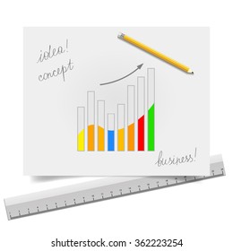 business idea. Painted plan for the business. Plan for business on paper.