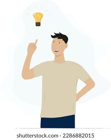 Business idea, plan strategy and solution concept. Business man having solution, ideas lamp bulb metaphor.