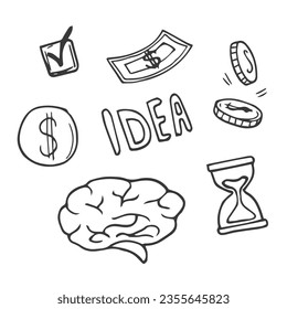 Business idea and business plan vector doodles