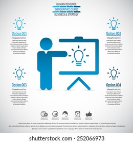 Business idea presentation concept - EPS10 vector.All elements (background , icon, text) in separate layers.Easy to manipulate.Can be used for any project.