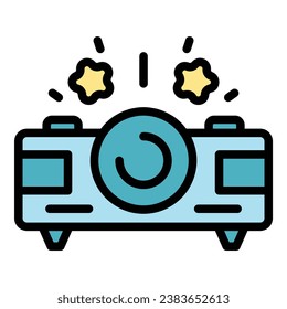 Business idea projector icon outline vector. Success people. Information team color flat