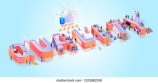 Business Idea Quality Growth Typography Banner. Evolution Product Development Strategy For Improving Premium Service. Increase Education Focus Motivation Isometric 3d Vector Illustration