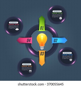 Business Idea, Realistic Bulb Vector Infographics Template