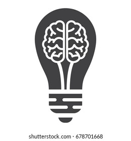 Business Idea solid icon, business and creativity, brain lamp vector graphics, a glyph pattern on a white background, eps 10.