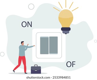 Idea de negocio y solución para resolver el problema de la empresa o la innovación y estrategia para ganar el concepto de éxito comercial. Diseño plano con personas.