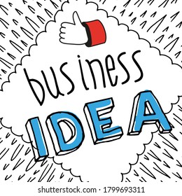 Business idea. Square size hand-drawn doodle style poster.