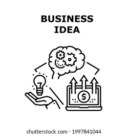 Business Idea Vector Icon Concept. Business Idea For Startup And Create Company. Planning Strategy And Risk Assessment, Businessman Thinking And Developing Project Black Illustration