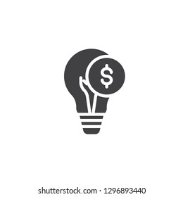 Business idea vector icon. filled flat sign for mobile concept and web design. Light bulb with dollar simple solid icon. Symbol, logo illustration. Pixel perfect vector graphics
