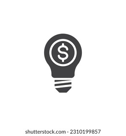 Business idea vector icon. Lamp with dollar filled flat sign for mobile concept and web design. Financial creativity glyph icon. Symbol, logo illustration. Vector graphics