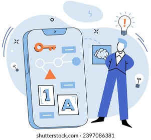 Business idea. Vector illustration. Corporate intelligence provides entrepreneurs with valuable insights inform decision-making, mitigate risks, and uncover opportunities Motivation is driving force
