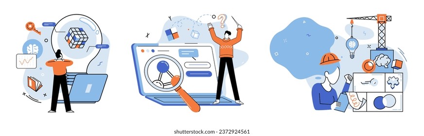 Business idea. Vector illustration. Imagination encourages thinking outside box, enabling entrepreneurs to create unique value propositions and differentiate themselves in market Startups