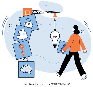 Business idea. Vector illustration. Motivation is driving force propels business ideforward It is unwavering belief in concepts potential and determination to overcome challenges Motivation fuels