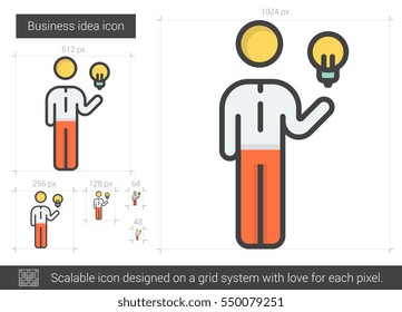 Business idea vector line icon isolated on white background. Business idea line icon for infographic, website or app. Scalable icon designed on a grid system.