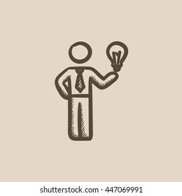 Business idea vector sketch icon isolated on background. Hand drawn Business idea icon. Business idea sketch icon for infographic, website or app.
