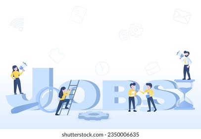 Business ideas concept. Job search, recruitment, freelance, human resource, work position, find opportunity. Flat vector design illustration with copy space.