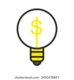 ideas de negocios mientras se piensa en el dinero en una lámpara icono Vector de dibujos animados