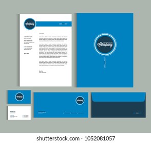 Business identity design templates. Stationery set -  Letterhead A4 template, name card (3,5 x 2), envelope (8.66 x 4.33), presentation folder(9 x 12). Vector illustration.