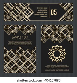 Business identity illustration. Set of vector cards oriental style. Collection of advertising printing.