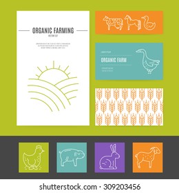 Business identity set with agricultural elements, including letterhead, business cards and flyers. Modern vector template for your business.