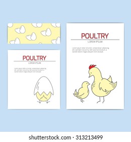 Business identity set with color poultry elements. Vector templates for business cards, flyers. 
