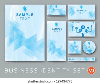 Business identity set - structure of blue triangles