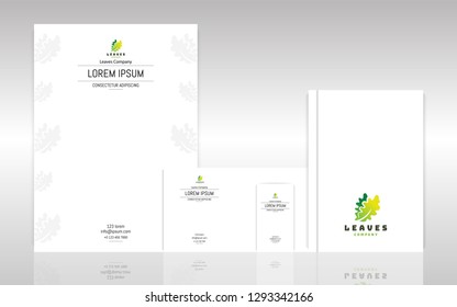 Business identity set vector illustration. Green presentation templates elements. Use in Presentation, flyer and leaflet, corporate report, marketing, advertising, annual report, banner.