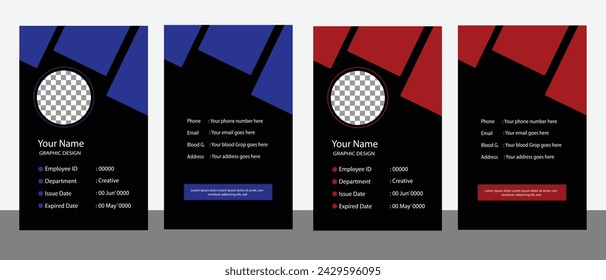plantilla de identidad de negocios, tarjetas de identificación de fondo negro, plantilla de tarjeta de identificación, diseño simple de tarjeta de identificación, diseño de tarjeta de identificación de marca, plantilla vectorial, 