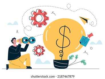 Business ides light bulb people teamwork concept line art illustration. Vector design graphic element