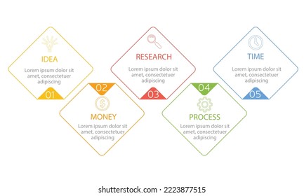 Business illustration. 5 steps or items. Vector illustration.