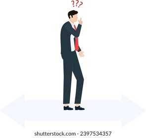 business illustration businessman not sure road to take


