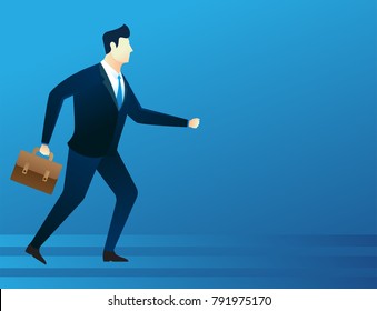 business illustration businessman run hold bag