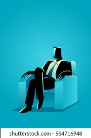 Business illustration of a businessman sitting on sofa