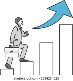 Business illustration with businessman stepping up