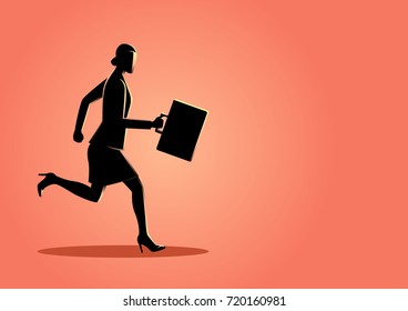 Business illustration of businesswoman running forward