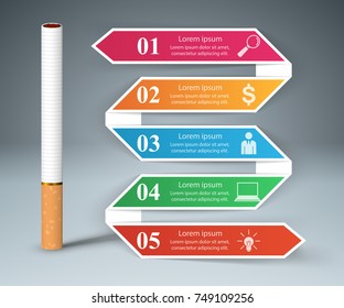 Business illustration of a cigarette and harm.