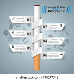 Business illustration of a cigarette and harm.