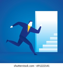 Business illustration concept of business breakthrough, progress, scale up, and growth.