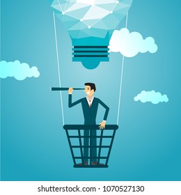 Business illustration concept of businessman looking through telescope. business concept illustration