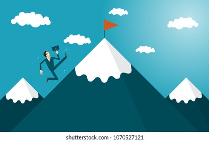 Business illustration concept of businessman is success business sales Business. business concept illustration.