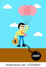 business illustration, finance illustration, trapped in debt for borrowing money, can not escape from trapped debt