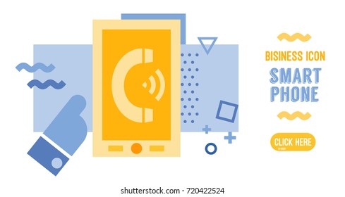 Business illustration and icons smartphone for website Banner, template, application, UX, UI