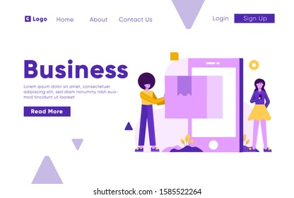 Business illustration for landing page template,Modern flat illustration concept for website and mobile website