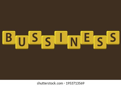 business illustration, business lettering on golden square, business vector can be used for digital business purposes or backgrounds