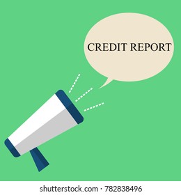 Business illustration. Loudspeaker with the inscription:credit report