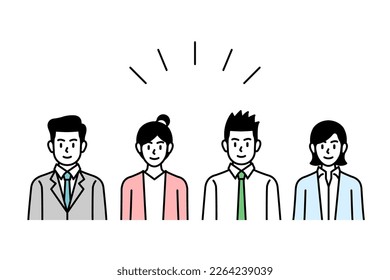 Business illustration material expressing people, avatar business team