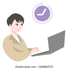 Business illustration of a person working using a computer