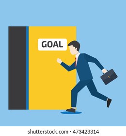Business illustration. Running toward goal 
